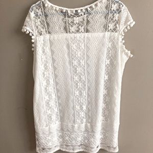 Delicate and feminine white lace tunic shirt/dress